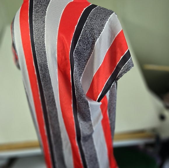 Women's Blouse w/ Scarf Turn On Stiped Size 40 Euro Likely U.S. Large - Picture 7 of 11